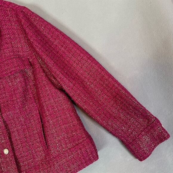 Chico's Jacket Women Size 12/14 Tweed Full Zip Glam Buttons Pockets Classic - Picture 9 of 16